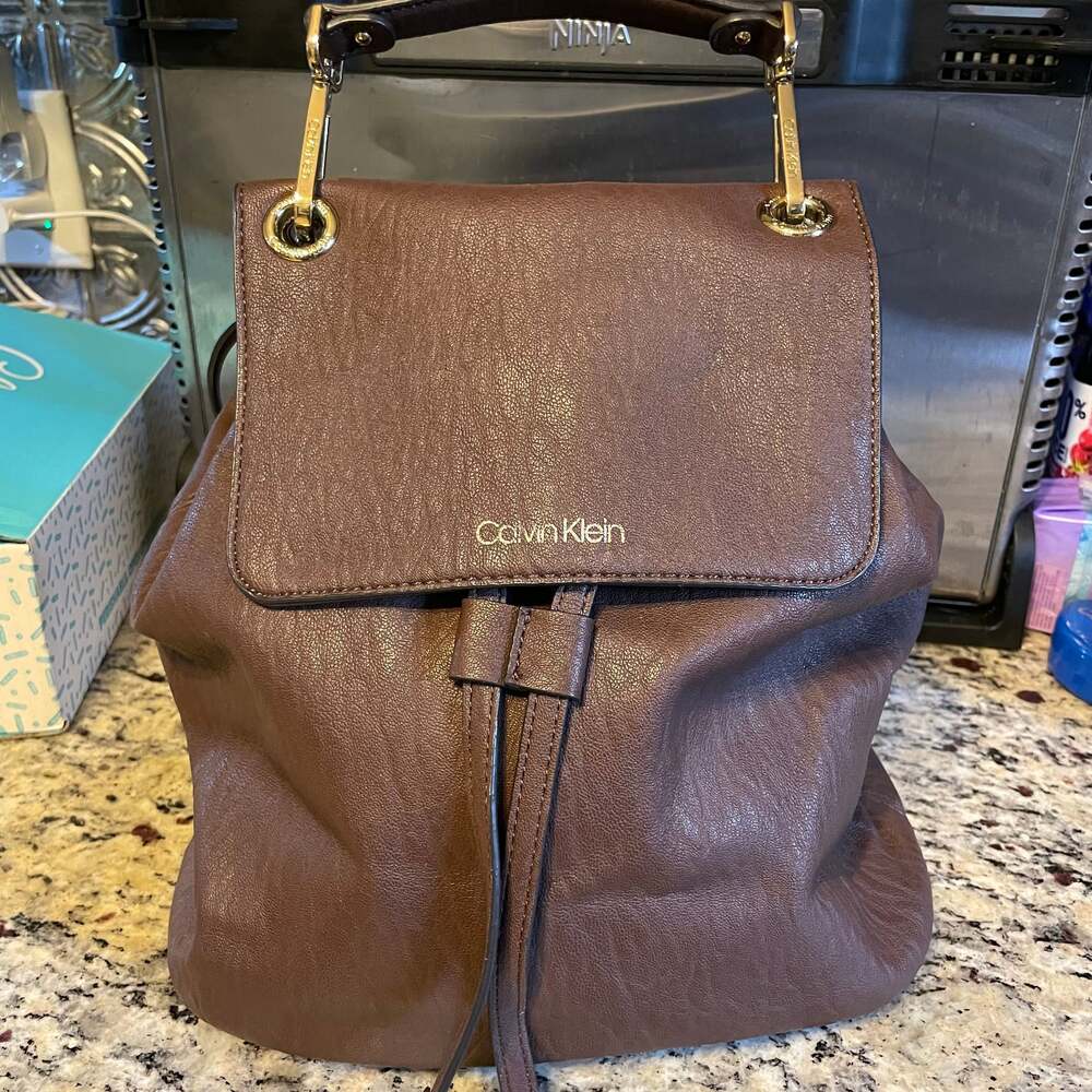 Calvin Klein Sonoma Faux Leather Backpack Chocolate Brown